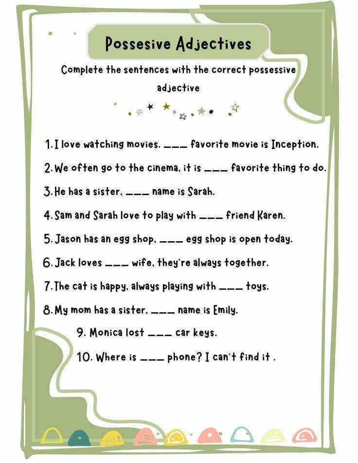 Activity 1: Possesive Adjectives